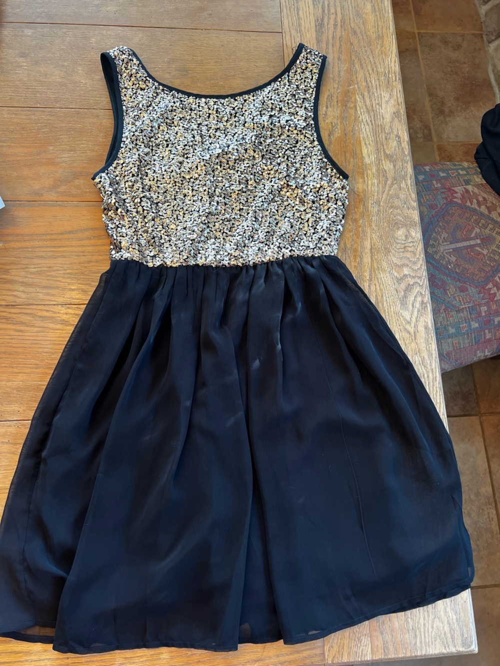 ISSI Black Skater Skirt with Gold Sequin Bodice
